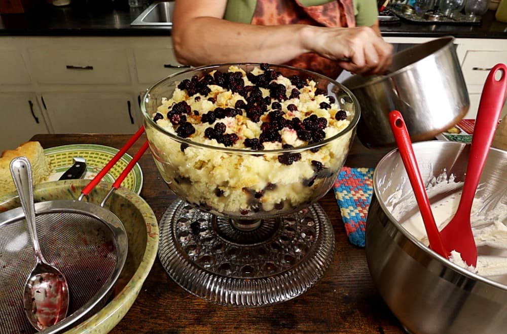 glass bowl filled with trifle