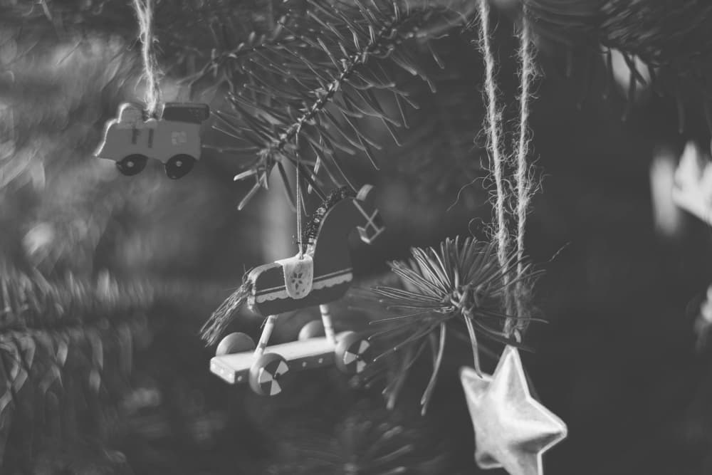 tree with handmade ornaments