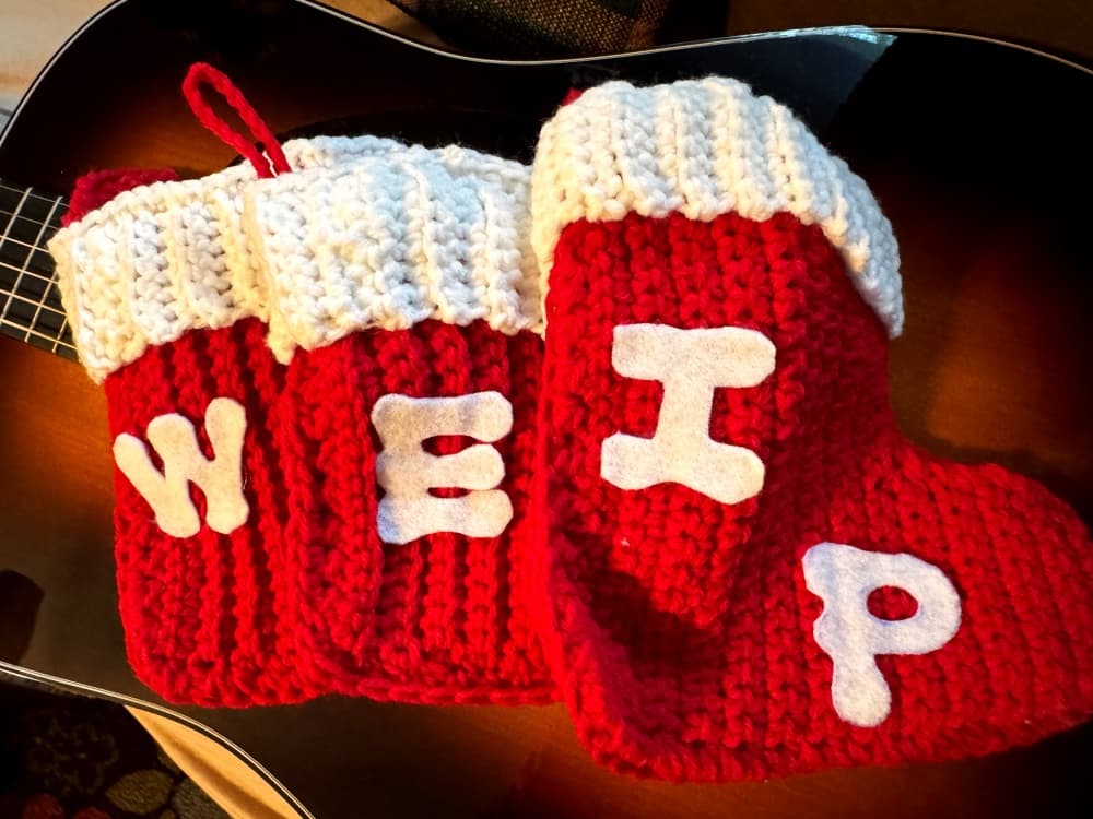red and white christmas stockings
