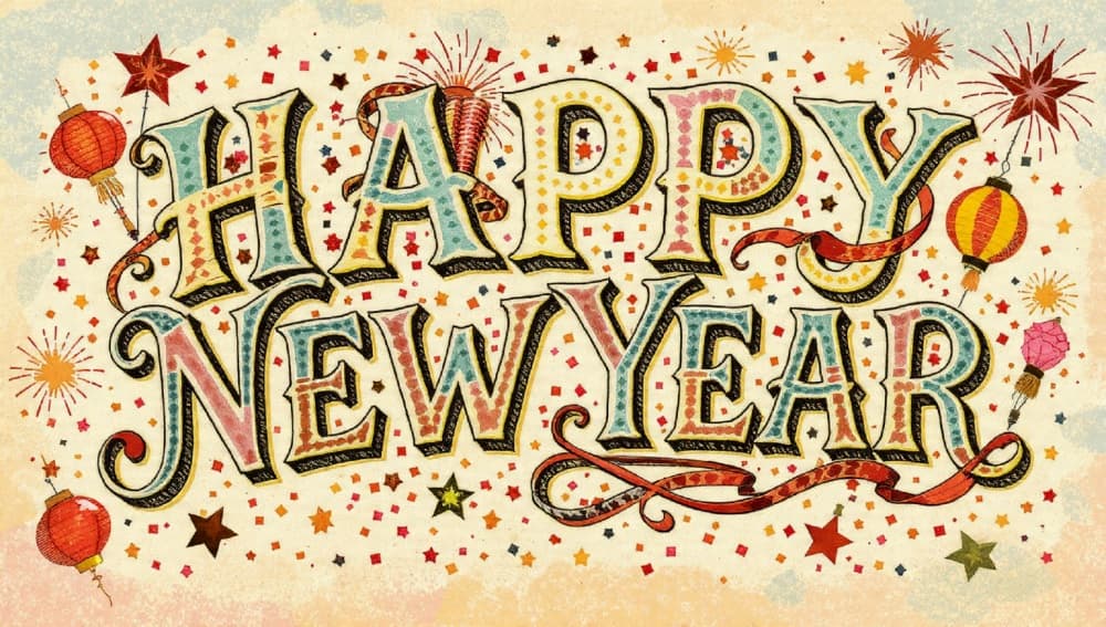 vintage new years postcard