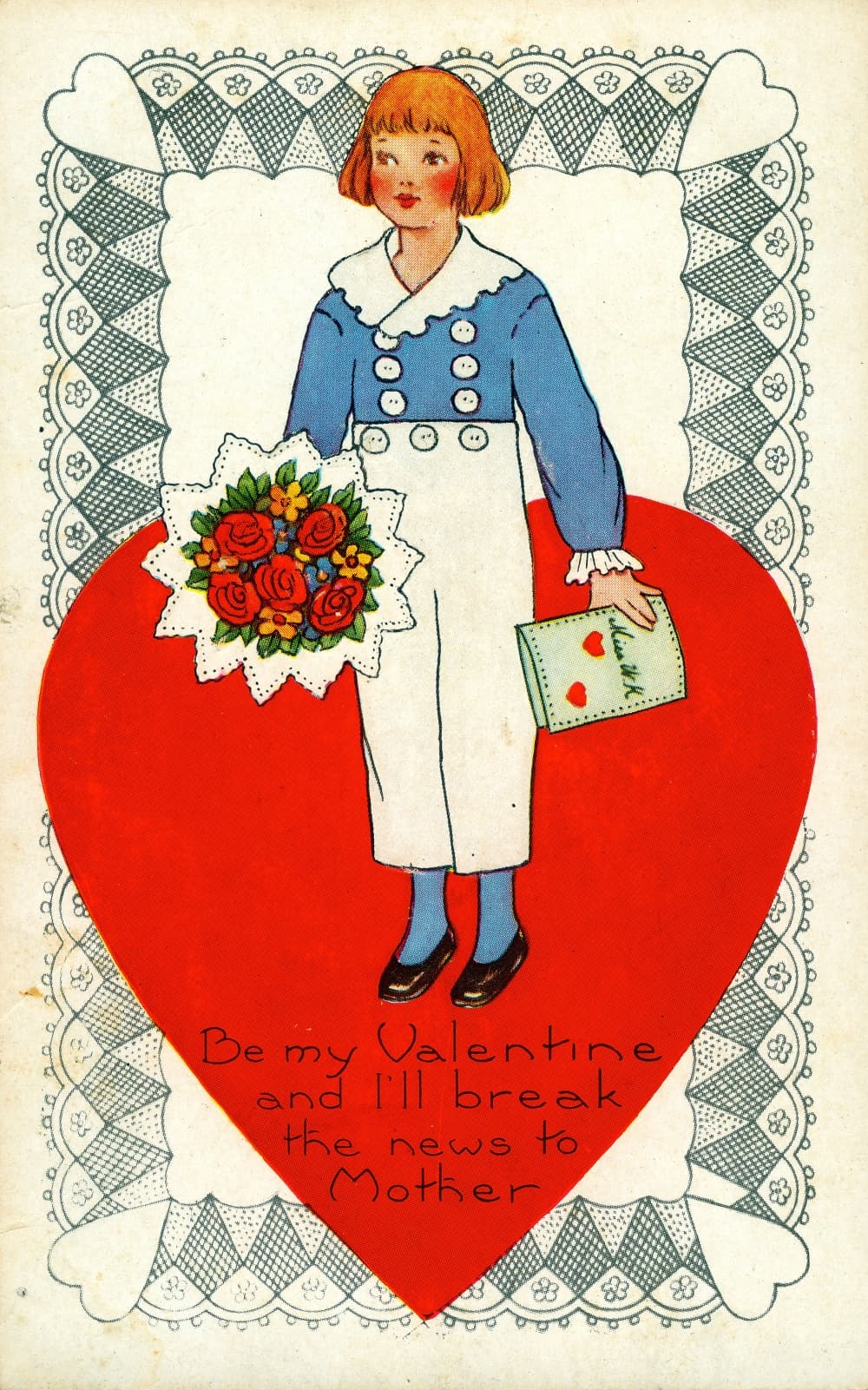 vintage postcard of girl