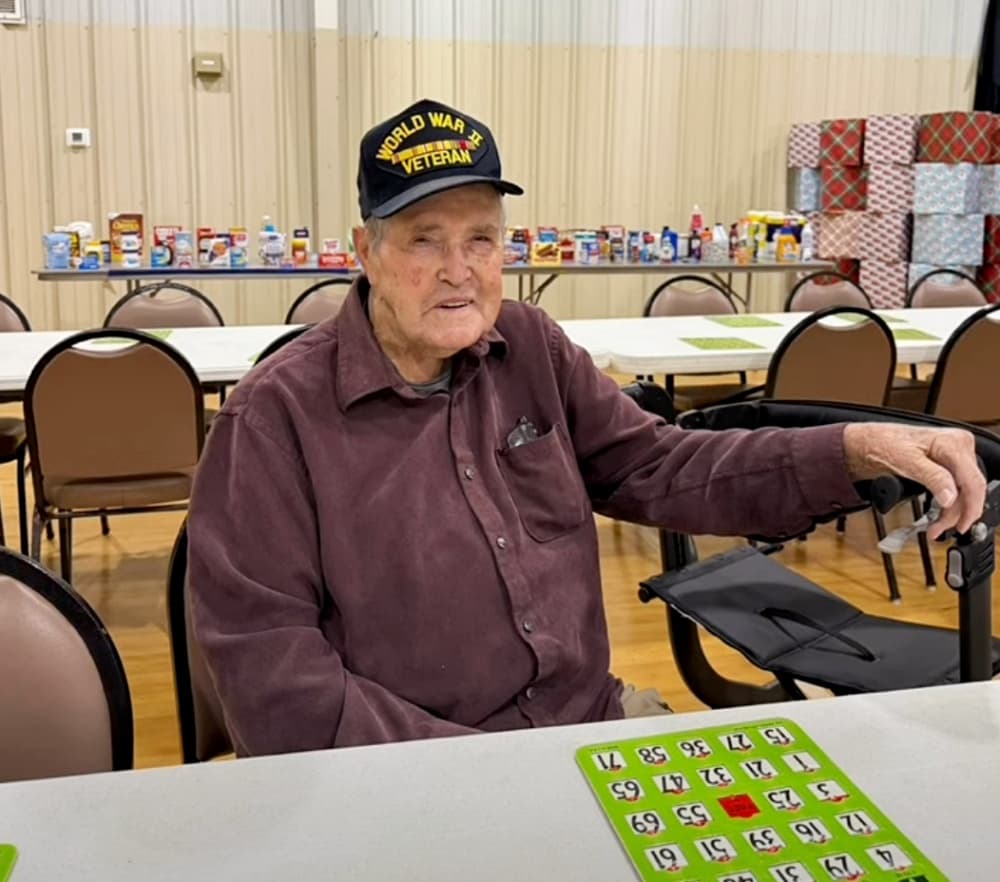 man in veteran hat