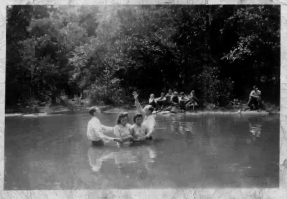 women in creek