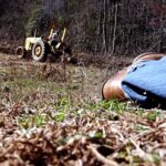 tractor working in garden