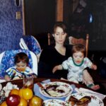 mother and twin girls