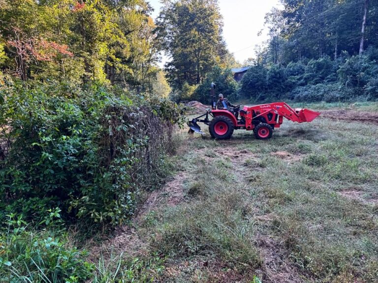 tractor in large garden