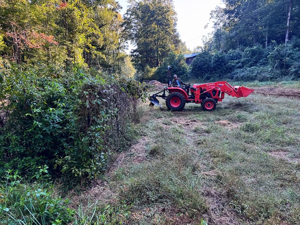 tractor in large garden