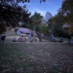 slide made from hay bales