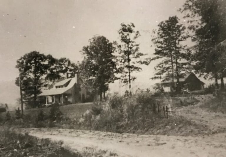 old house in vintage photo