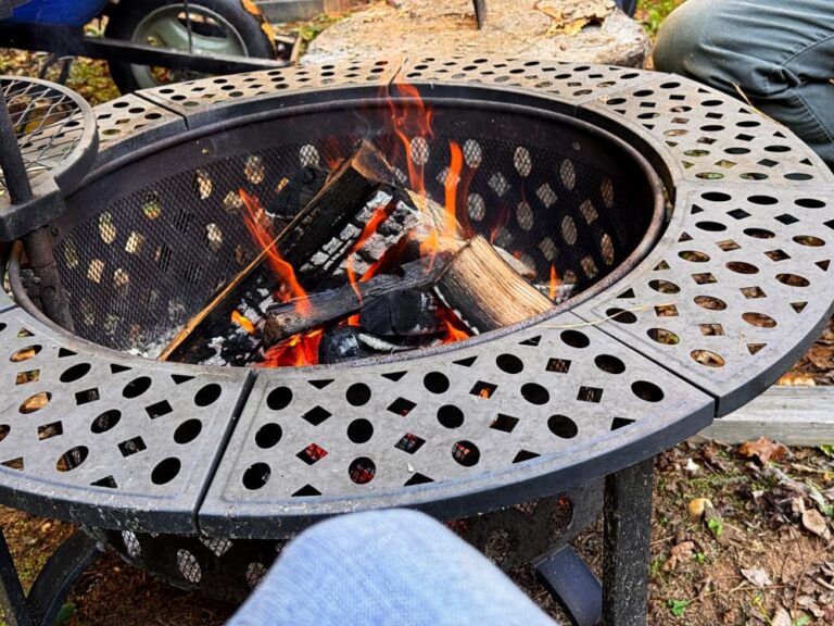 fire pit with people sitting around it